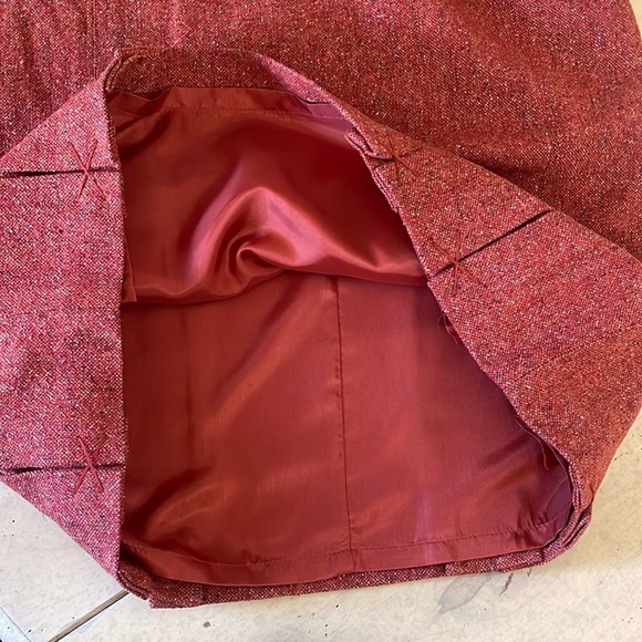 Talbots Tweed Pleated Wool Blend Pencil Skirt Women's Size 8 P Orange - Picture 4 of 6